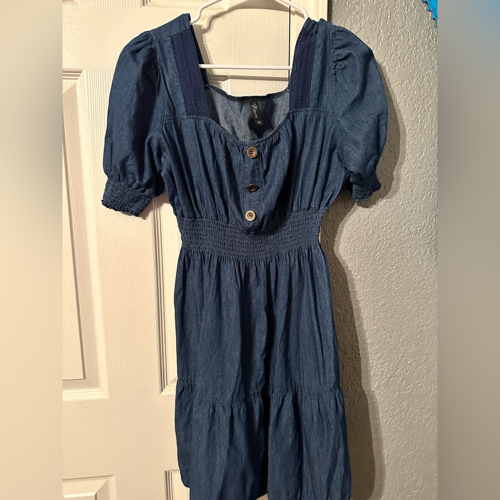 Indigo Soul Denim Dress with Button Accent